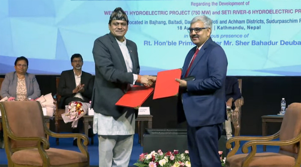 पश्चिम सेती र एसआर-६ परियोजना निर्माणका लागि भारतीय कम्पनी एनएचपीसीसँग सम्झौतापत्रमा हस्ताक्षर
