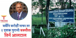 १८ वर्षदेखि भाडा पुनरावलोकन नगरी चिया विकास निगमको ५२ सय एकड जग्गामा त्रिवेणी ग्रुपको ढलीमली