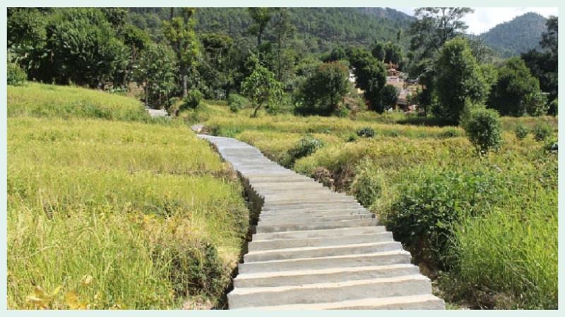 म्याग्दीको बिममा पक्की पदमार्ग निर्माण