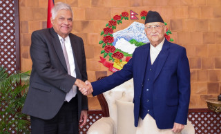 प्रधानमन्त्री ओली र श्रीलंकाका पूर्वराष्ट्रपति विक्रमासिंघेबीच भेटवार्ता