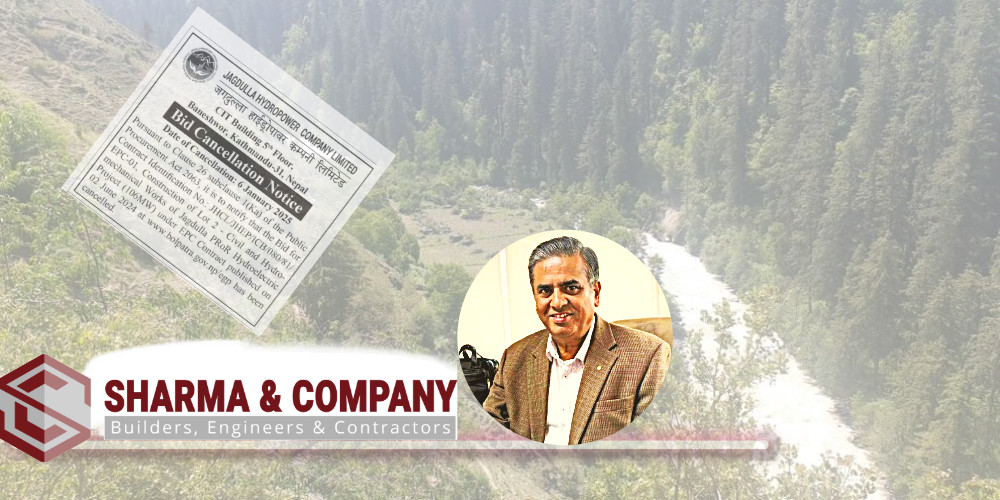 जगदुल्ला जलविद्युत आयोजनाका लागि शर्मा एण्ड कम्पनी प्राविधिकरूपमा छनोट नहुने भएपछि ठेक्का नै रद्द